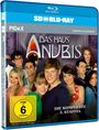 Beschreibung einer Blu-ray-Hülle. Oben steht "SD ON BLU-RAY". Titel: "DAS HAUS ANUBIS". Darunter fröhliche Personen. FSK 6.