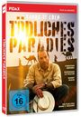 "Tödliches Paradies", PIDAX-Logo, Mann mit Hut in Wüste, Kamele im Hintergrund, FSK 16, Schauspielernamen, Wüstenszene.