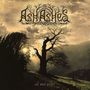 "Asche zu Asche", "All must wither". Silhouette eines kahlen Baums bei Sonnenuntergang, dramatische Wolken.
