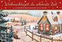 "Weihnachtszeit, du schönste Zeit. Ein Windlicht-Adventskalender mit 24 Türchen." Winterlandschaft mit Häusern, Fuchs und Katze.