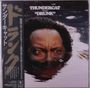 "THUNDERCAT presents 'DRUNK'. Japanische Schriftzeichen links. Ein Gesicht schaut knapp über die Wasseroberfläche."