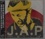 Text: "J.A.P", "JAPANESE PUNK". Illustration: Ein gelbes Porträt eines wütend schreienden Mannes vor rotem Kreis.