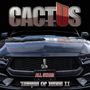 Text: „CACTUS“, „ALL STARS“, „Temple Of Blues II“. Abgebildet ist die Front eines schwarzen Sportwagens.
