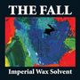 "The Fall" und "Imperial Wax Solvent". Abstrakte Illustration mit blauen, grünen, roten und gelben Pinselstrichen.