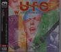 Texte: "UFO", "WEREWOLVES OF LONDON"; links viele japanische Schriftzeichen.  
Pop-Art-Stil mit bunten Gesichtern.