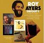"ROY AYERS UBIQUITY" - Fünf Alben-Cover, Mann mit Bart und afro, gelber Hintergrund.