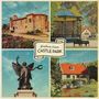 Text: "Graham Coxon CASTLE PARK". Vier Bilder: Burg, Pavillon im Park, Engelstatue, Haus am Fluss.