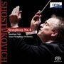 "SCHOSTAKOWITSCH Symphony No. 4, Jonathan Nott, Tokyo Symphony Orchestra." Dirigent mit erhobenen Armen. Logo: Exton, Super Audio CD.