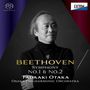 "BEETHOVEN Symphony No.1 & No.2 TADAAKI OTAKA Osaka Philharmonic Orchestra" und ein Logo oben links. Ein Dirigent im Anzug.