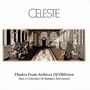 Text: "CELESTE," "Flashes From Archives Of Oblivion," "(Just A Collection Of Antiques And Curios)". Illustration eines antiken Flurs.
