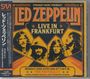 "Led Zeppelin Live in Frankfurt, Monday June 30th 1980 at 7:30 P.M. The Festhalle." Vier Bandporträts, Retro-Design.