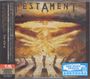 "Testament". Japanische und englische Texte, "New Music Fridays" Logo. Ein Engel erhebt sich aus flammenden Wolken.