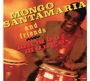 "MONGO SANTAMARIA and friends mambo mongo" in gelber und roter Schrift. Ein lächelnder Mann spielt Congas.