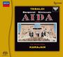 "Tebaldi, Bergonzi, Simionato, Aida Verdi, Vienna Philharmonic Orchestra, Karajan." Das Cover zeigt ein ägyptisches Tempelbild.