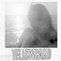 Text "YELLOWCARD" in großen Buchstaben. Unscharfes Schwarz-Weiß-Bild einer Person vor Wasser bei Sonnenuntergang.