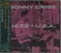 "SONNY CRISS JAZZ - U.S.A." Großes Foto eines Mannes mit Saxophon, in einem Aufnahmestudio.