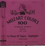 „MOZART COLORS 100, Wolfgang Amadeus Mozart 1756-1791. Le Nozze Di Figaro - Highlights, Claudio Abbado.“ Illustration eines Profils mit Noten.