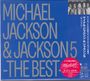 Text: "MICHAEL JACKSON & JACKSON 5 - THE BEST". Rechts oben ein Schwarz-Weiß-Foto von fünf jungen Personen.