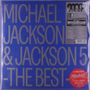 "MICHAEL JACKSON & JACKSON 5 - THE BEST" in großen Buchstaben auf blauem Hintergrund, daneben Coverbild.