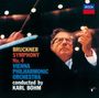 Bruckner Symphony No. 4, Vienna Philharmonic Orchestra, conducted by Karl Böhm. Oben rechts ist ein blau-rotes DECCA-Logo.