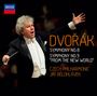 "DVOŘÁK, Symphony No.8 & No.9 'From the New World', Czech Philharmonic, Jiří Bělohlávek." Logo oben links, Dirigent gestikulierend.