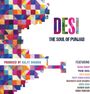 "DESI - The Soul of Punjab", "Produced by Kuljit Bhamra", Liste von Künstlern. Bunte, geometrische Muster füllen die Hälfte.