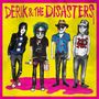 "DERIK & THE DISASTERS" steht oben. Vier stilisierte Figuren im Punk- und Rock-Look vor gelbem Hintergrund.