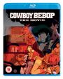 "Cowboy Bebop: The Movie"; Illustration zeigt Charaktere in dynamischen Posen; Sci-Fi-Anime-Stil; ab 12 Jahren.