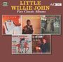 Text: "LITTLE WILLIE JOHN Five Classic Albums". Coverbilder von fünf Alben, jedes mit dem Sänger in verschiedenen Posen.