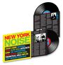 Das Bild zeigt das Albumcover "NEW YORK NOISE" von Soul Jazz Records mit Plattenhüllen und Schallplatten.