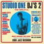 "STUDIO ONE DJ'S 2", Namen von Musikern, blaue Abbildung einer Person, Empfehlung für Reggae-Fans. Soul Jazz Records.