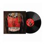 "New Model Army, The Ghost of Cain" auf schwarzer Lederjacke, rotes Vinyl-Label mit Titeln.
