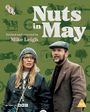 "Nuts in May", "Devised and Directed by Mike Leigh", Illustration mit Mann und Frau im Vordergrund auf grünem Hintergrund.