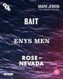 Texte: "Bait", "Enys Men", "Rose of Nevada", "Mark Jenkin", "The Cornish Trilogy", "3 Disc Set". Hintergrund: verrauschtes Wasser, violett-blau.