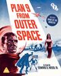"PLAN 9 FROM OUTER SPACE", "INCLUDES BRIDE OF THE MONSTER", "A FILM BY EDWARD D. WOOD JR". Illustration: UFO, Mensch, Frau, Roboter.