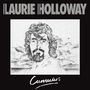 "LAURIE HOLLOWAY" oben, "Cumulus" unten, Bleistiftzeichnung eines Mannes mit Bart und Brille vor wolkigem Himmel.