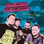 Cover einer Musikband. Oben steht: "PETER AND THE TEST TUBE BABIES" und "Keep Britain Untidy - Live". Vier Männer lachen.