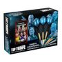 "Darts Legenden Geschenkset" und "Ab 18 Jahren" sind prominente Texte. Verpackung zeigt Darts und Abbildungen von Spielern.