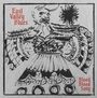 "East of the Valley Blues" und "Blood Blood Song" in Rot. Illustration eines stilisierten, figurativen Charakters in Schwarz.