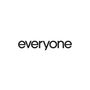 Der Text „everyone“ steht mittig. Schlichte, serifenlose Schrift in schwarzer Farbe auf weißem Hintergrund.