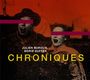 Text: "JULIEN AUROUX BORIS GUFFER CHRONIQUES". Verpixelte Menschen, orange-rote Töne, Balken über den Augen.