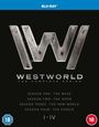 BLU-RAY. WESTWORLD THE COMPLETE SERIES. SEASON ONE: THE MAZE. TWO: THE DOOR. THREE: THE NEW WORLD. FOUR: THE CHOICE. I-IV.