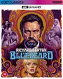 "Oberer Text: Cult Classics, 4K Ultra HD. Titel darunter: Richard Burton, Bluebeard. Illustration: Gesicht eines Mannes."
