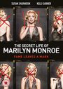 „THE SECRET LIFE OF MARILYN MONROE“ steht über Bildern von Marilyn-Darstellungen mit roten Kreuzen, oben Namen.