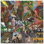 Text in der Mitte: "IDIom". Buntes Patchwork aus Stadtmotiven, Natur und abstrakten Szenen.
