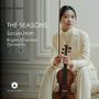 "The Seasons. Soojin Han. English Chamber Orchestra." Frau in weißem Anzug hält Geige, sitzt vor dekorativer Wand.