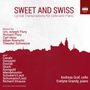 "SWEET AND SWISS" Lyrical Transcriptions, Musik von Flury, Hess, u.a. Silhouette einer Stadt am unteren Rand.