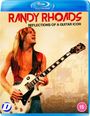 "Randy Rhoads: Reflections of a Guitar Icon." Ein Musiker spielt E-Gitarre, Hintergrund unscharf, Blau-ray Disc Logo oben.