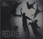 Oben links steht "FABRIC PRESENTS", unten "RED AXES". Dunkle Silhouetten von Menschen scheinen zu schweben.