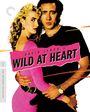 Text: "David Lynch's Wild at Heart". Eine Frau und ein Mann umarmen sich. Sie trägt ein pinkes Kleid, er ein schwarzes Hemd.